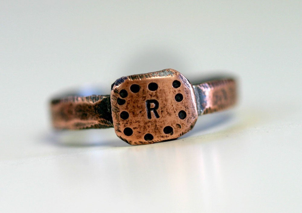 Personalized Initial Copper Band Ring (S0231)