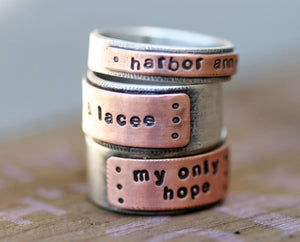 Personalized silver and copper band ring mens (S0232)