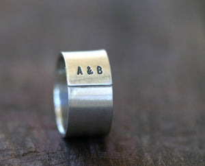 Custom Initials Sterling Silver Band Ring Mens or Womans S0235