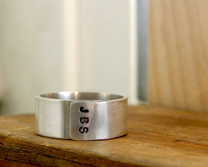 Custom Initials Sterling Silver Band Ring Mens or Womans (S0235)