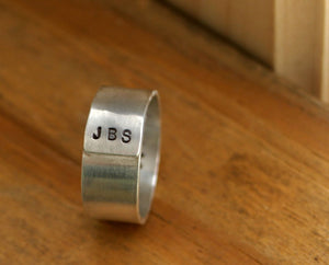 Custom Initials Sterling Silver Band Ring Mens or Womans (S0235)