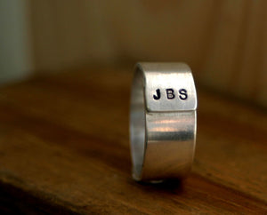Custom Initials Sterling Silver Band Ring Mens or Womans (S0235)