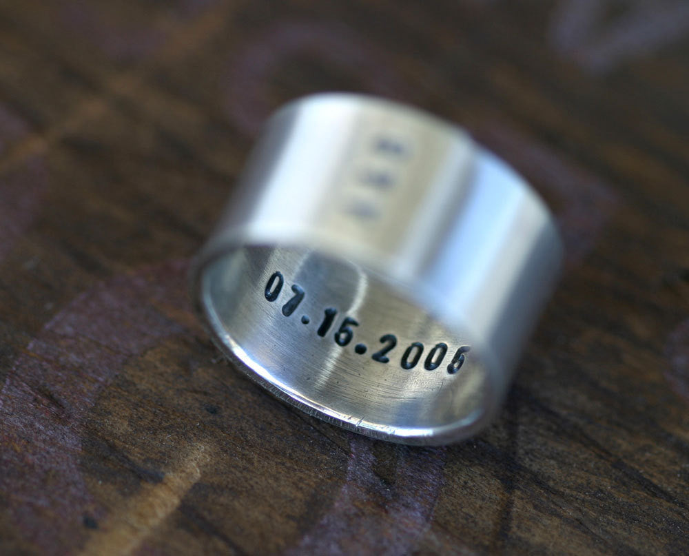 Custom Initials Sterling Silver Band Ring Mens or Womans (S0235)