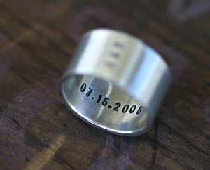 Custom Initials Sterling Silver Band Ring Mens or Womans (S0235)