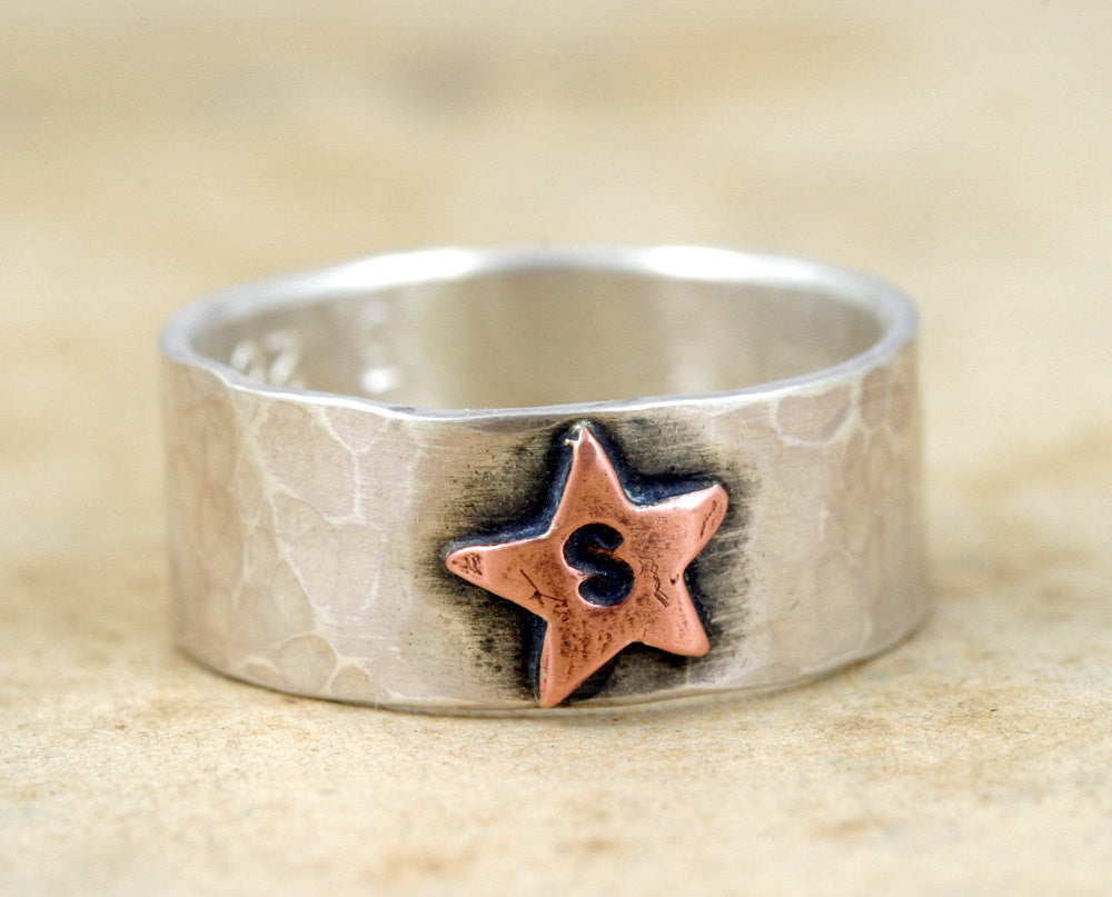 Star Ring with Personalized Initial (S0241)