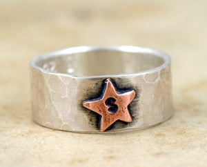 nitraid star ring gold silver スターリング コンビ Star Ring with Personalized Initial (S0241