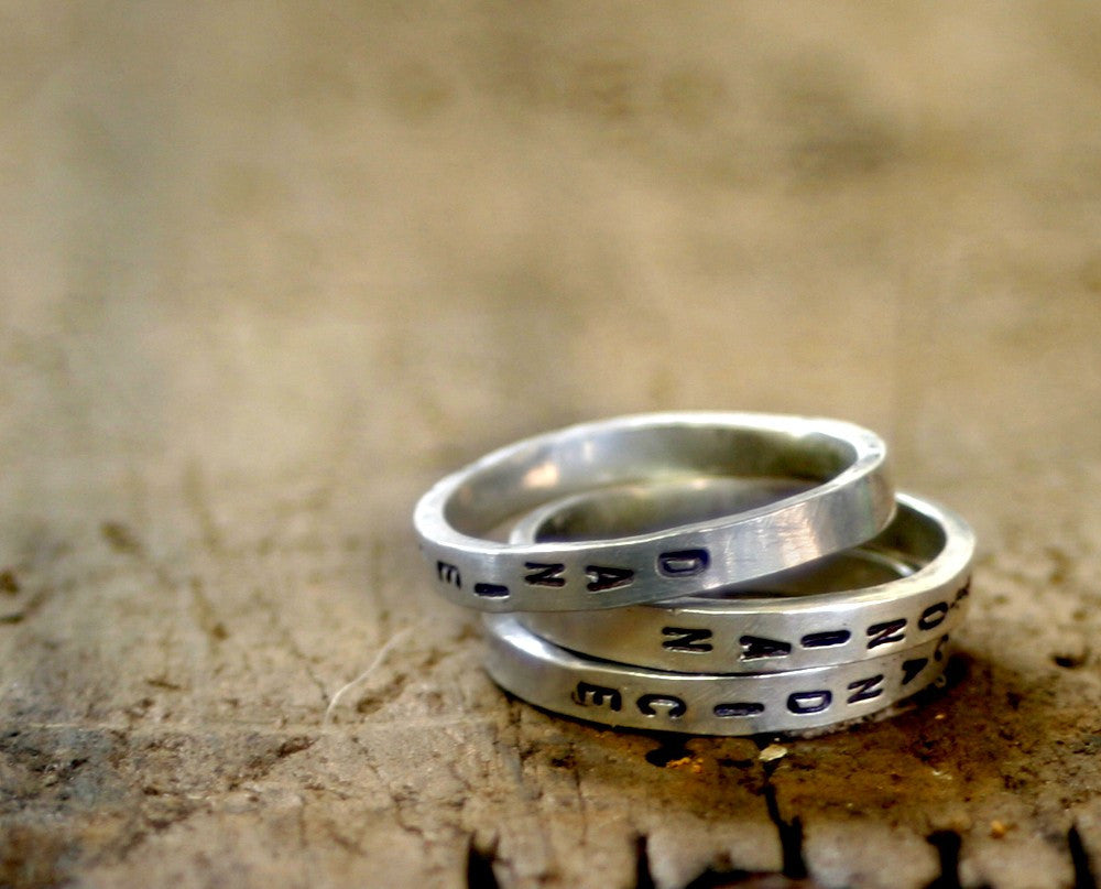 Custom name sterling silver stacking ring (S0243)