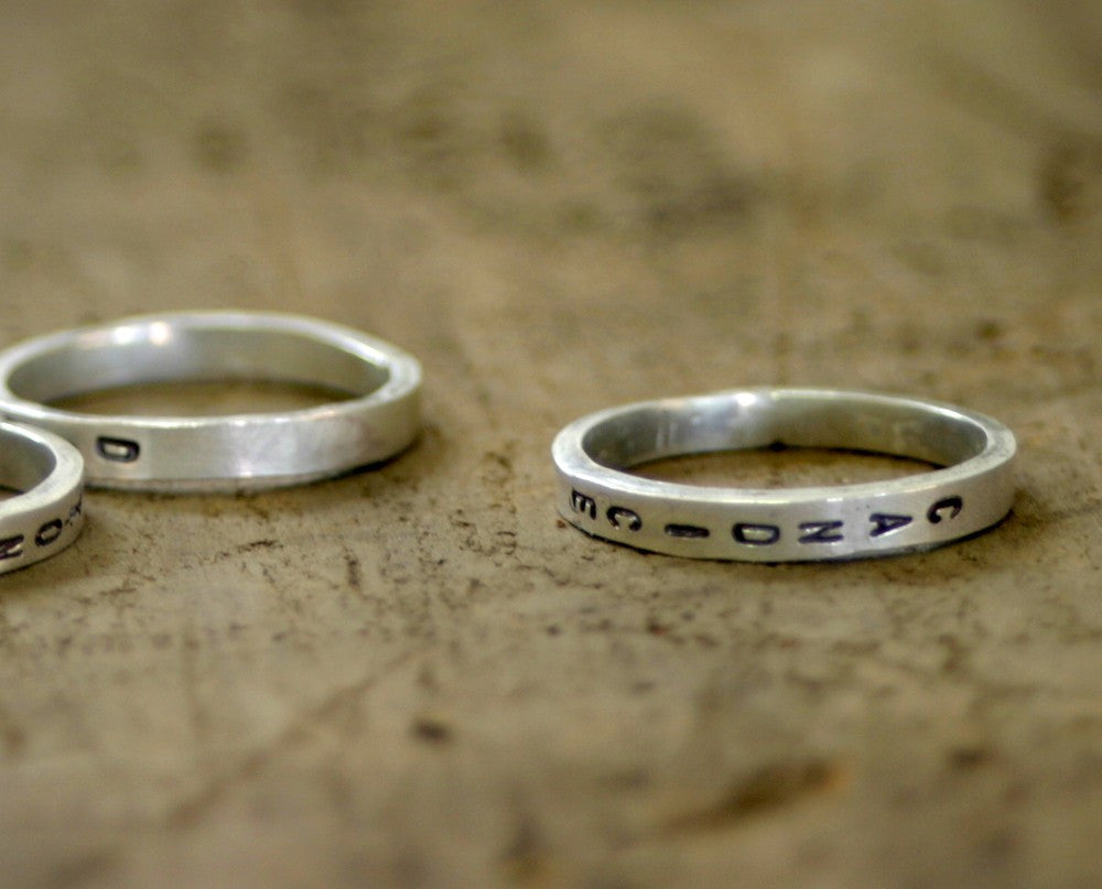 Custom name sterling silver stacking ring (S0243)