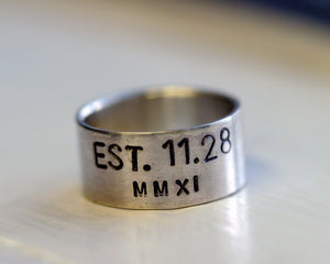 Men's Wedding Band Sterling Silver Custom Date (S0242)