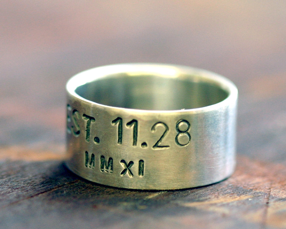 Personalized Roman Numeral Wedding Band