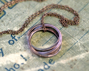 Trinity Ring Necklace of Oxidized Copper (S0247)