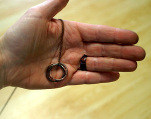 Trinity Ring Necklace of Oxidized Copper (S0247)