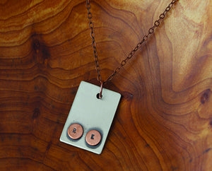 Custom Initials Sterling Silver Wide Plate Necklace (S0480)