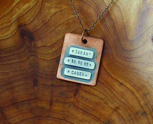 Personalized Initial Copper Narrow Plate Necklace (S0483)