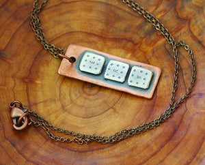 Personalized Initial Copper Narrow Plate Necklace (S0483)