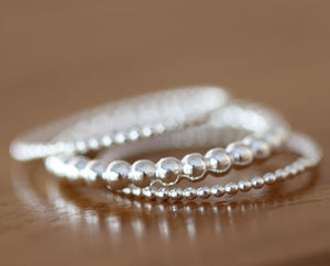 Sterling Silver Bead Ring Set (S0610)