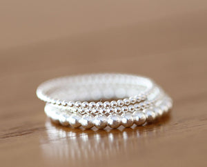 Sterling Silver Bead Ring Set (S0610)