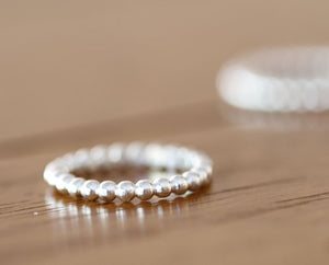 Personalized Sterling Silver Bead Ring (S0611)