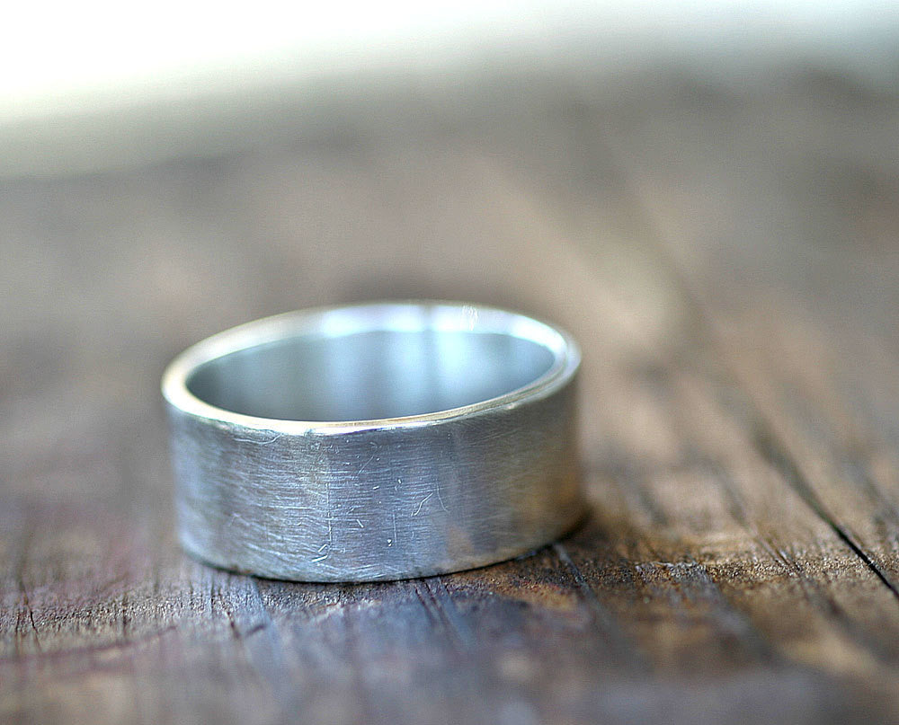 Sterling Silver Grooved Ring Minimalist Mens Silver Wedding Band - Etsy
