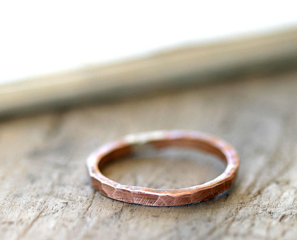 Hammered copper ring organic stackable ring (S0255)