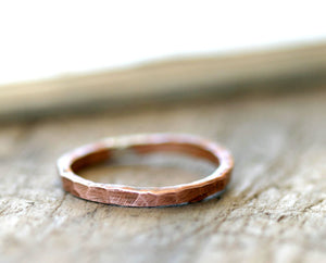 Hammered copper ring organic stackable ring (S0255)