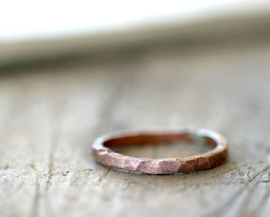 Hammered copper ring organic stackable ring (S0255)
