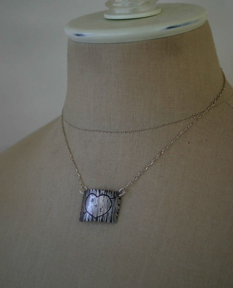 Tree Bark Sterling Silver Necklace (S0288)