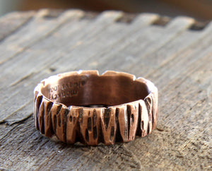 Tree Bark Copper Band Ring Redwood Tree (S0264)