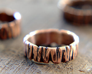 Tree Bark Copper Band Ring Redwood Tree (S0264)