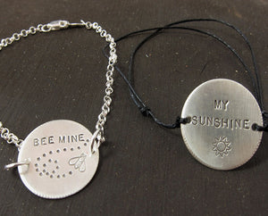 Cotton Band Personalized BEE MINE or MY SUNSHINE bracelet S0417
