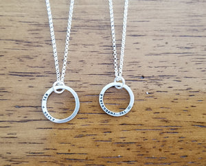 Personalized Blessing Sterling Silver Circular Charm Necklace (S0644)