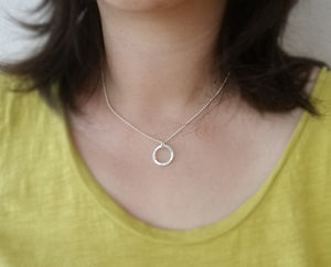 Personalized Blessing Sterling Silver Circular Charm Necklace (S0644)