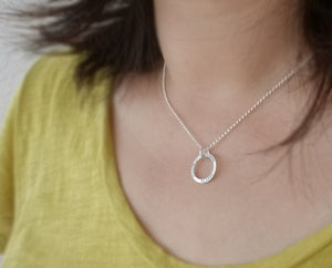 Personalized Blessing Sterling Silver Circular Charm Necklace (S0644)