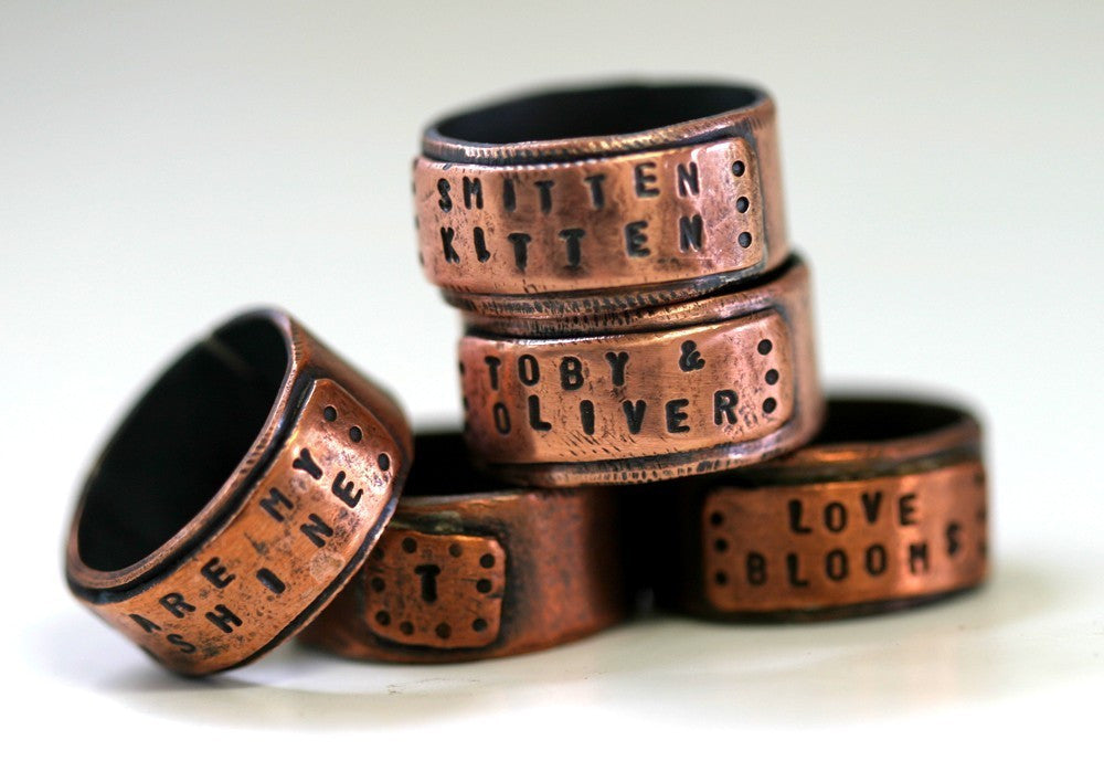Large Copper Wide Band Ring Personalized S0281 monkeysalwayslookshop