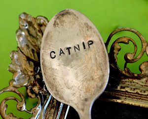 Catnip Herb Spoon Garden Marker Plate Stake Stamped Silverware (S0176)