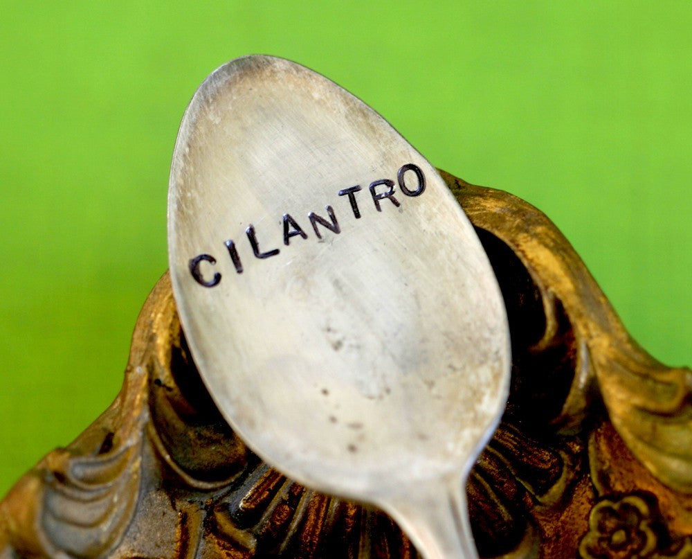 Cilantro Spoon Garden Marker Stamped Herb Stake (S0179)