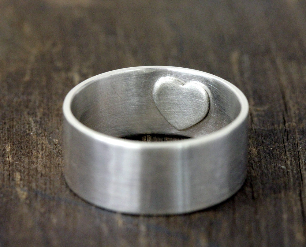 Secret heart mens wedding ring (S0218)