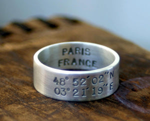 Latitude Longitude Sterling Silver Ring (S0206)