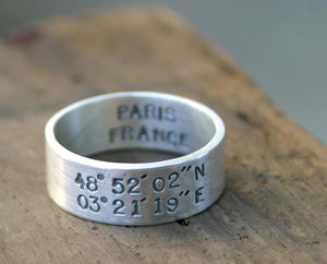 Latitude Longitude Sterling Silver Ring (S0206)