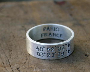 Latitude and Longitude wedding ring set (S0278)