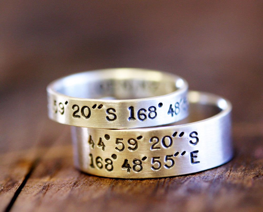 Latitude and Longitude wedding ring set (S0278)