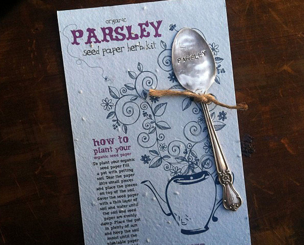 Plantable paper herb kit with Parsley garden marker S0323