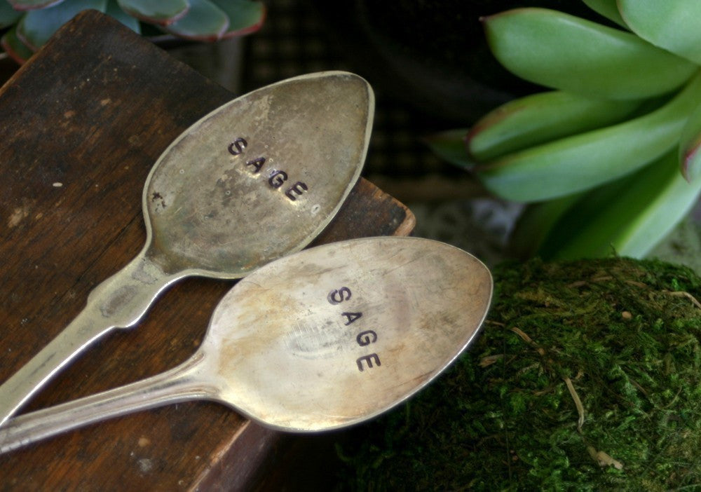 Sage Herb Vintage Silverware Garden Marker