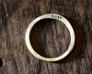Personalized Modern Hammered Band Ring (S0222)