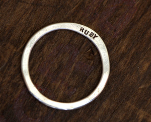 Personalized Modern Hammered Band Ring (S0222)